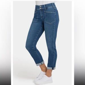 NYDJ Margot Girlfriend Jeans  Utility Pockets And Roll Cuffs Size 16P NWT